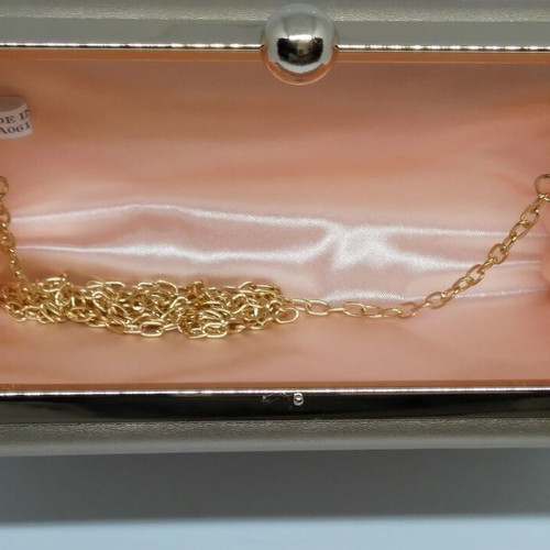Clutch bag champagne color new, 20 x 12 cm