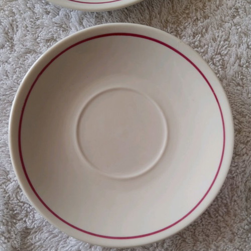 Greek coffee cups used, porcelain set of 5 with saucers
