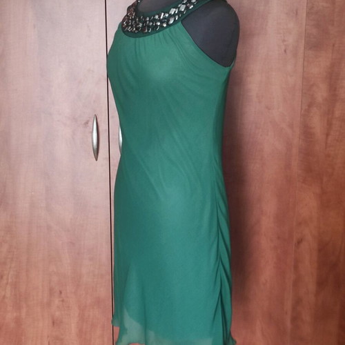 Desiree evening dress emerald green like new with crystals