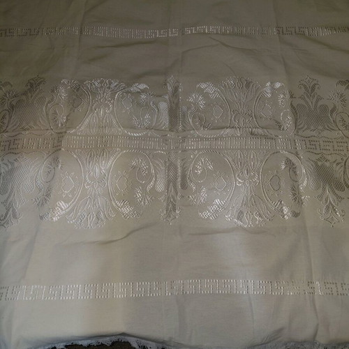 Machine woven tablecloths with white embroidery, 2 pieces, new