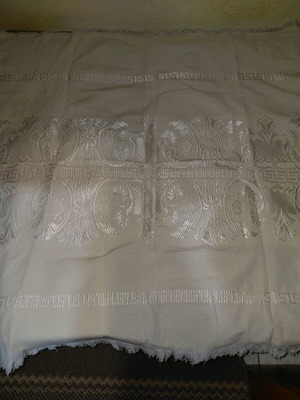 Machine woven tablecloths with white embroidery, 2 pieces, new