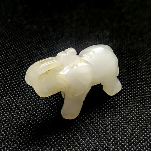 Small Elephant Figurine Made of White Nephrite Like New