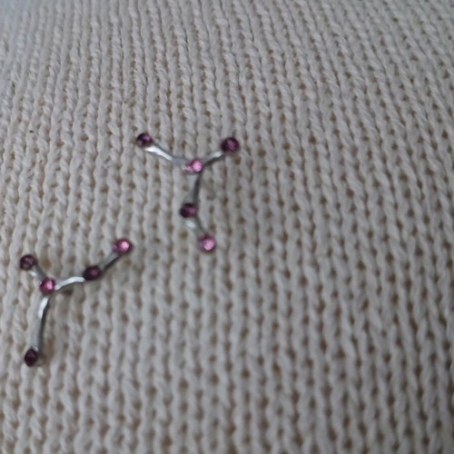 Earrings constellation design with pink and purple rhinestones like new