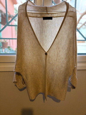 Zara μάλλινη ζακέτα σαν καινούργιο, μπεζ, ασύμμετρη με φαρδιά μανίκια