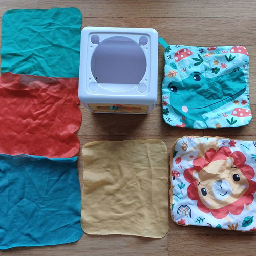 Activity box with scarves like new for babies from 3 months