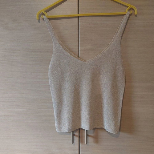MNG Gold Knit Crop Top Size Small New