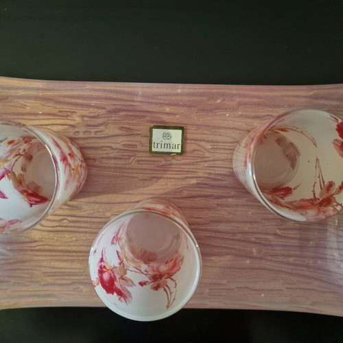 Trimar glass tray and glasses like new