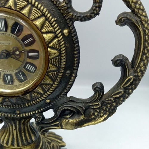 Vintage Blessing used mechanical table clock with 2 dragons