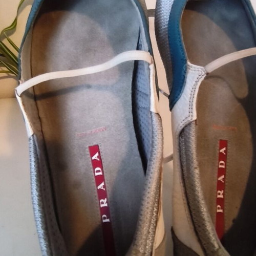 Prada leather ballerinas used, size 38.5, gray and blue