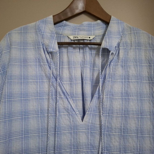 Zara cotton shirt XL like new, blue-white