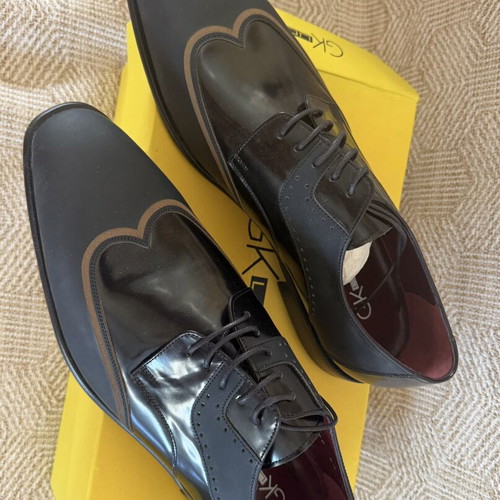 GK Uomo leather men's dress shoes size 45, black and brown