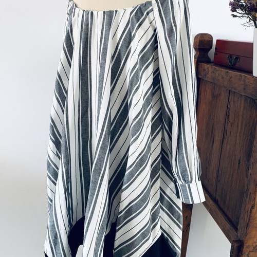 Stelios Koudounaris striped cotton dress new, size S, white and gray