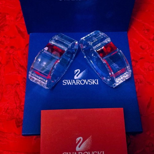 Swarovski Rainbow Siam napkin rings set new