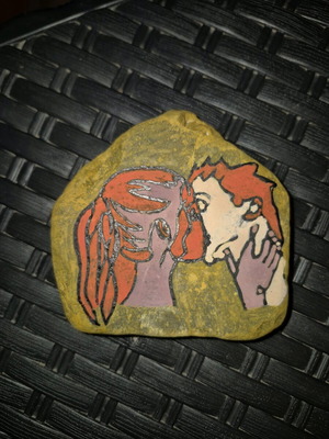 Διακοσμητική πέτρα καινούργια, ζωγραφισμένη με τέμπερες