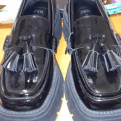 Zara shoes new black leather size 39.5