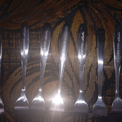 Vintage stainless steel cutlery set Achilles forks and GTSA-OLGA knives like new