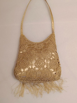 Vintage gold handbag Be Bag like new, satin and lace