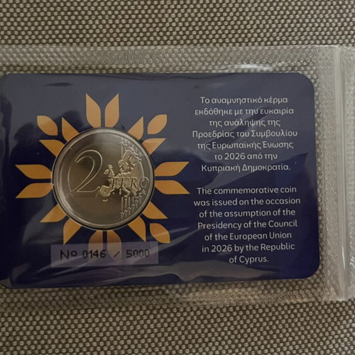 Cyprus Coincard 2026 EU Presidency 2€ coin new