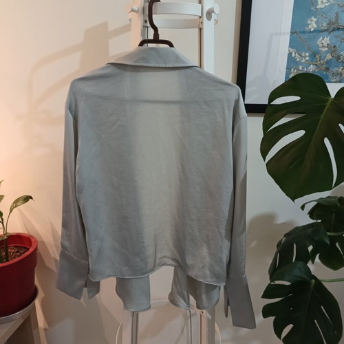 Mango wrap shirt grey silver size S like new