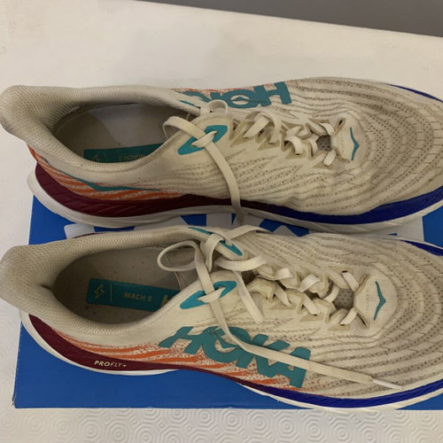 Hoka Mach 5 running shoes used, size 47 1/3, white