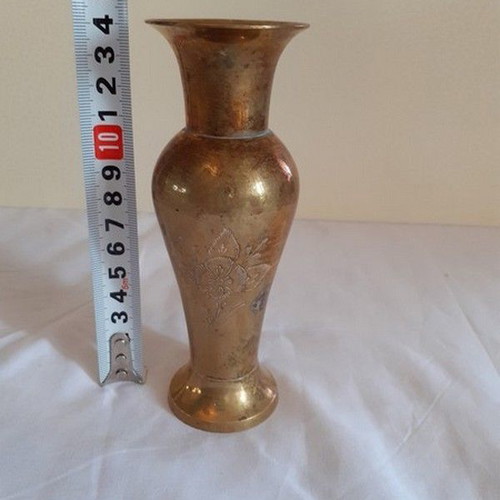 Antique brass vase from India used, 14 cm
