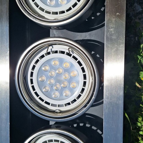 Recessed triple spotlight like new, stainless steel