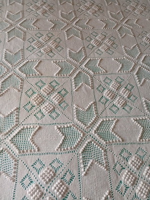 Handmade vintage crochet blanket like new, oversized double, cotton