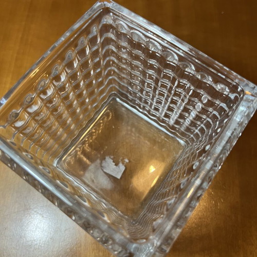 Vintage Τετράγωνο Κρυστάλλινο Βάζο Μπολ 1980s heavy cut glass σαν καινούργιο