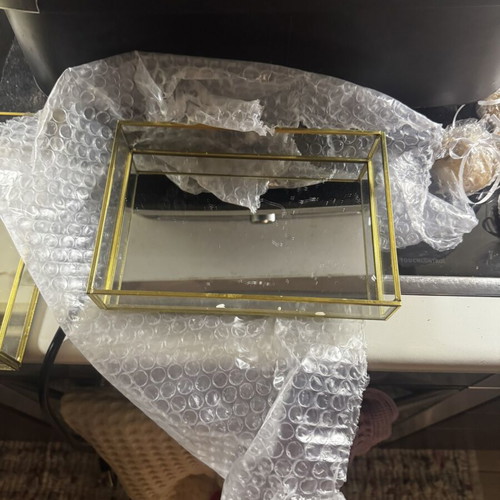 Glass gold-colored boxes for wedding wish table decoration, set of 2