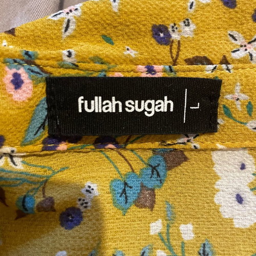 Fullah Sugah mustard floral shirt used, size L