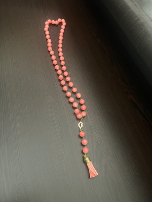 Handmade necklace in rosary style, pink