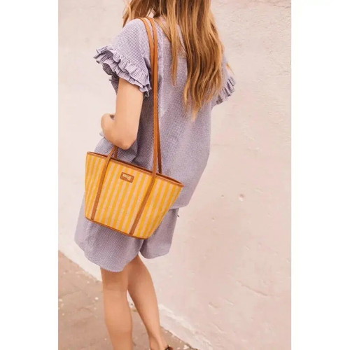 Balzac Paris shoulder bag new, yellow and beige stripes, raffia