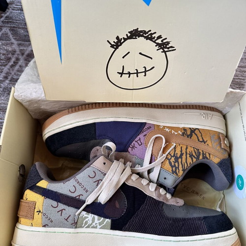 Nike Air Force 1 Cactus Jack sneakers, size 47.5, multicolor
