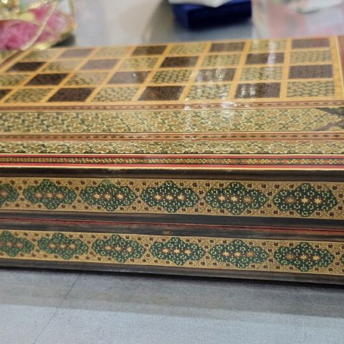 Handmade Persian Chess & Backgammon Khatamkari set near mint