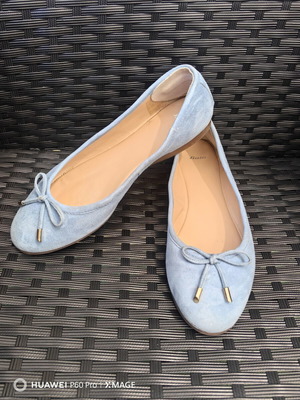 Bata ballerinas used, size 38, natural suede, blue