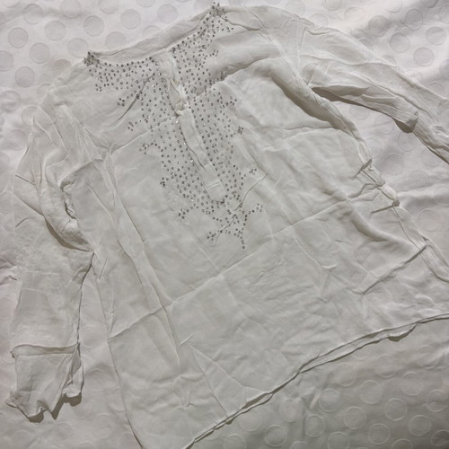 Vintage transparent blouse size S like new, white with beads