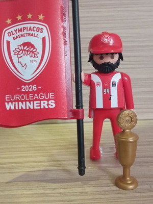 Playmobil Olympiacos Basketball Fan Figure like new