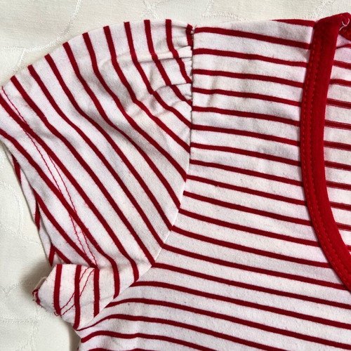 White T-shirt with Red Stripes medium size like new