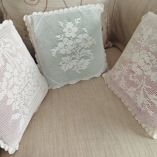 Vintage handmade crochet pillow set of 3 with filling, like new
