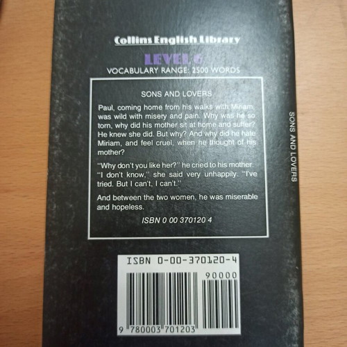 Book Sons and Lovers like new, English, Collins English Library
