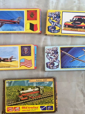 Snap-together airplanes, cars and trains used, small scale models