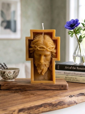 Jesus large candle handmade from beeswax, new