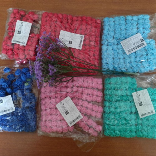 Craft foam rose set new, colorful EVA flowers with decorative branches