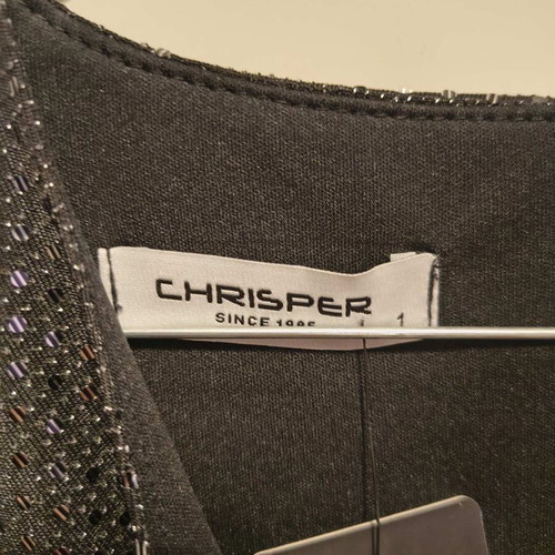 Chrisper dress new black draped crossover bust, size 1 medium