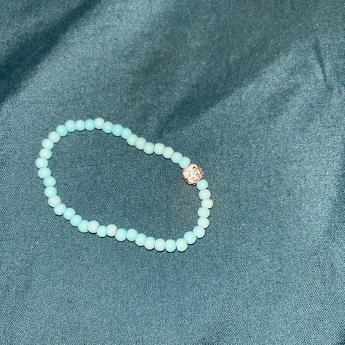 Handmade bracelet and ring set with beads, new, blue
