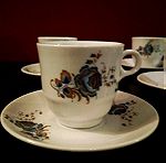 Vintage Σετ 6 Φλυτζάνια με Πιατάκια Τσάι Καφέ