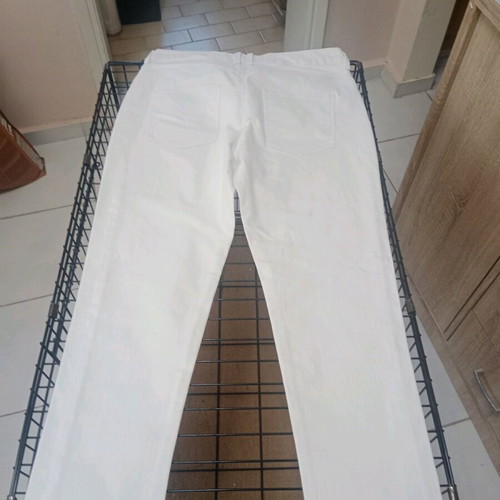 M&S women's boyfriend pants white new size 42