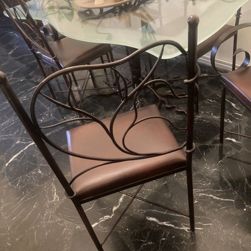 Handmade iron and crystal dining set, unique piece