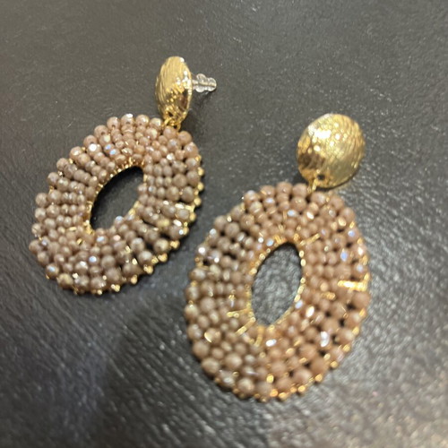 Oval Earrings with Boho Nude Beads like new