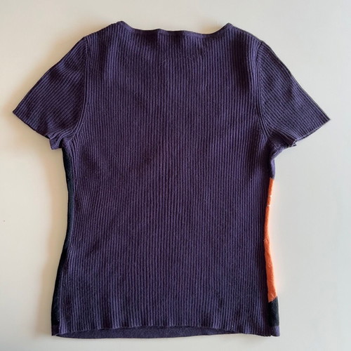 Laurel blouse used, silk cashmere, size Medium 38, purple with floral design